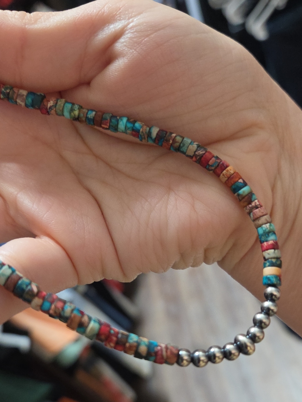 Handmade Multicolor Turquoise Seed Bead Necklace - Women Jewelry - Picture 3 of 3